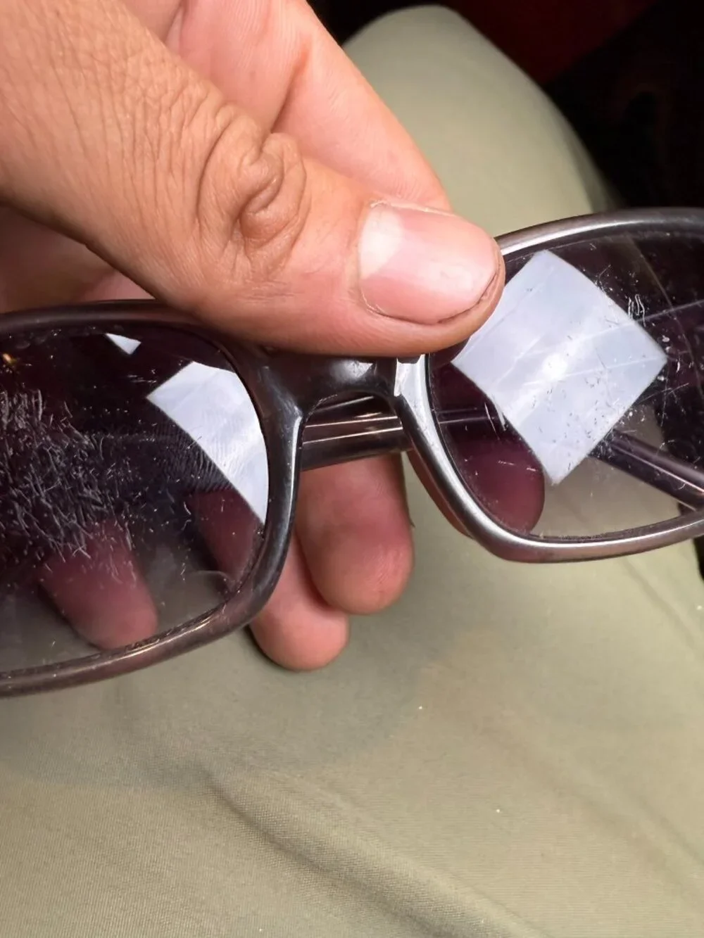 Women Soda Sunglasses Rectangular Brown Frame Scratches Frame Bend